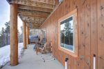 Arrow Lodge - Lower  Deck view of log cabin. 